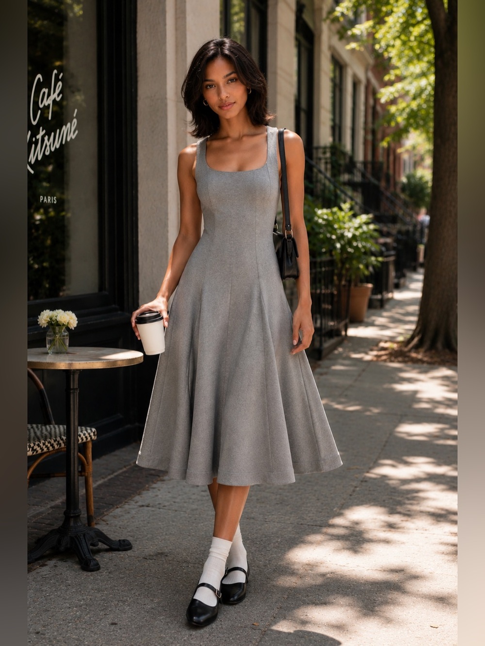 Anthropologie Du Paradis Sleeveless Neoprene A-line Midi dress